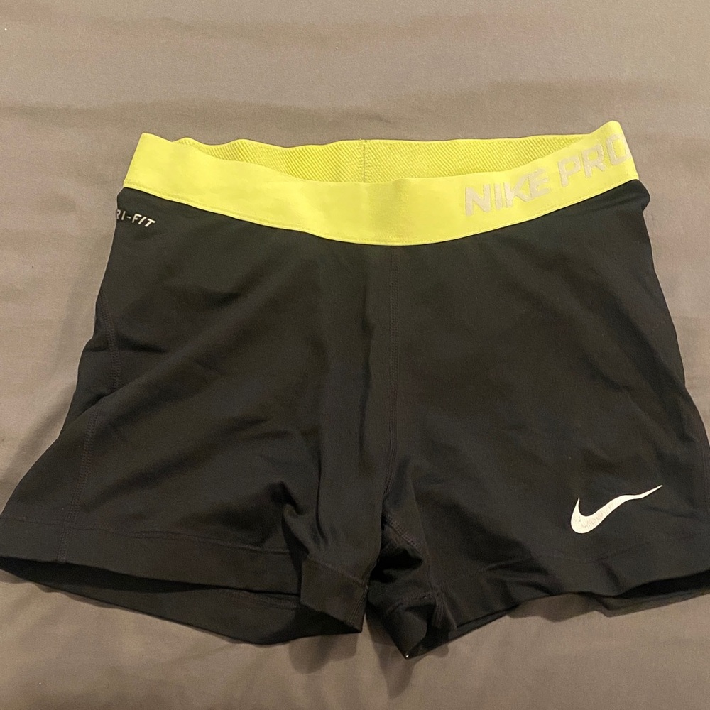 Nike Black Shorts with Neon Yellow Waistband